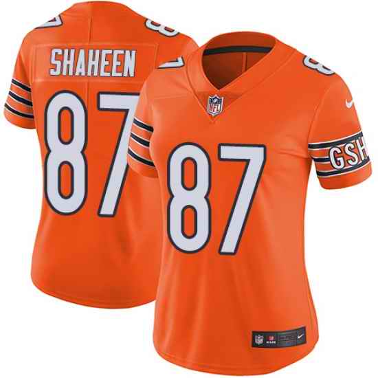 Nike Bears #87 Adam Shaheen Orange Womens Stitched NFL Limited Rush Jersey